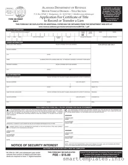 Fill in a Valid Alabama Mvt 20 1 Form