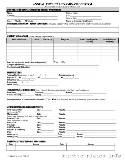 Fill in a Valid Annual Physical Examination Form