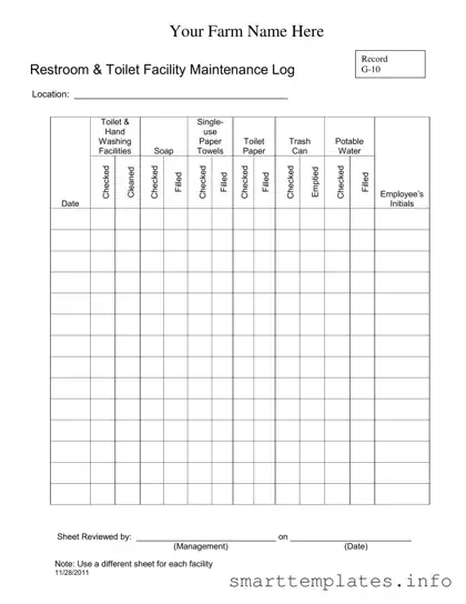 Fill in a Valid Bathroom Cleaning Log Sheet Form