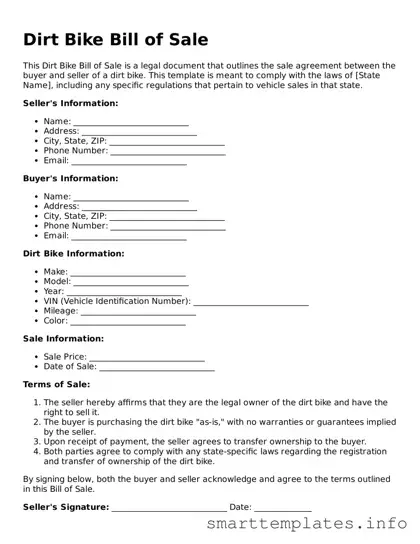 Attorney-Approved Dirt Bike Bill of Sale Template