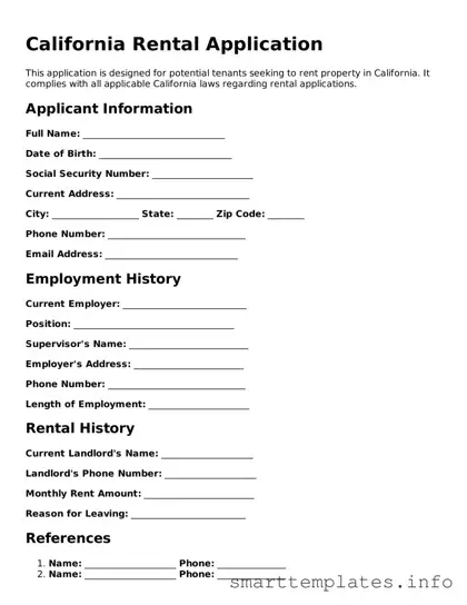 Legal Rental Application Template for California State