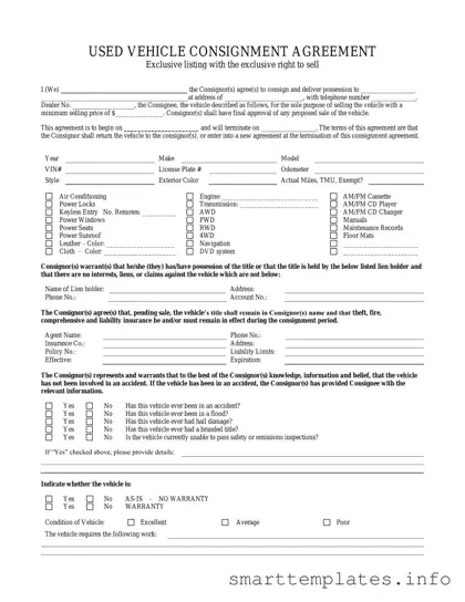 Fill in a Valid Car Consignment Form