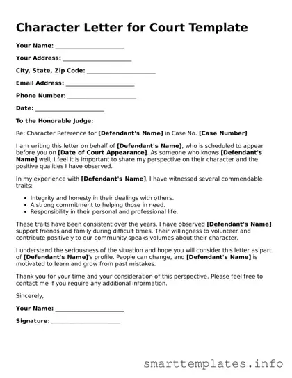 Attorney-Approved Character Letter for Court Template
