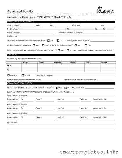 Fill in a Valid Chick Fil A Job Application Form