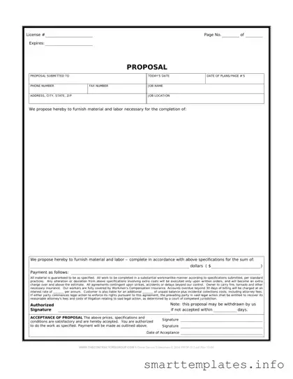 Fill in a Valid Construction proposal form Form