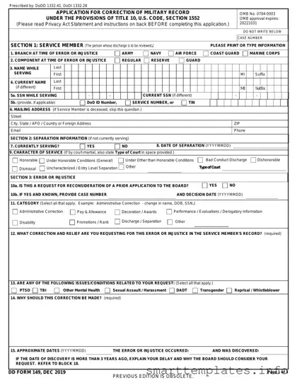 Fill in a Valid DD 149 Form