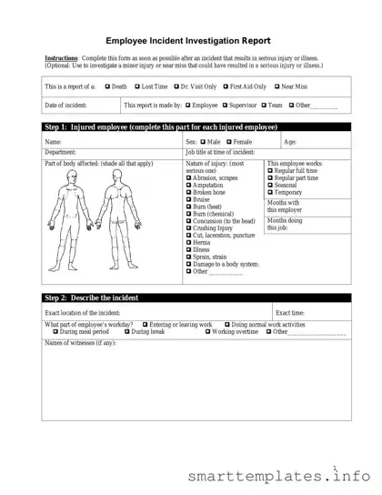 Fill in a Valid Employee Accident Report Form