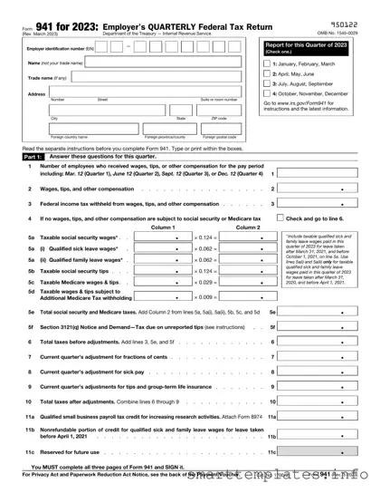 Fill in a Valid IRS 941 Form