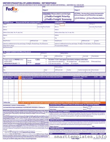 Fill in a Valid Fedex Bill Of Lading Form