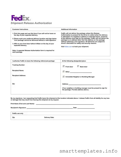 Fill in a Valid Fedex Release Form
