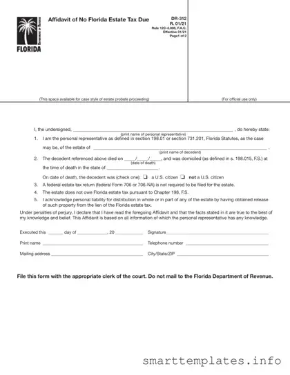 Fill in a Valid Fl Dr 312 Form