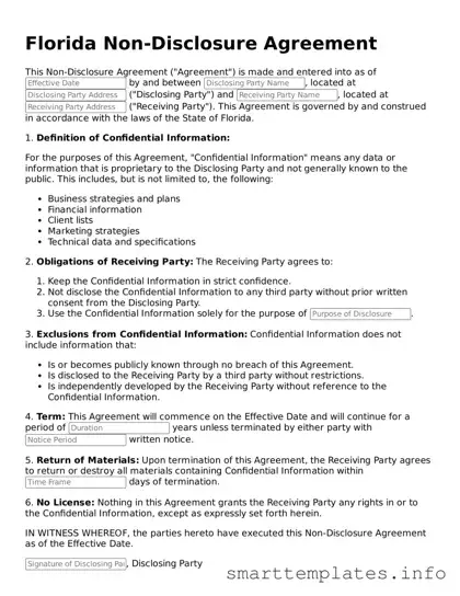 Legal Non-disclosure Agreement Template for Florida State