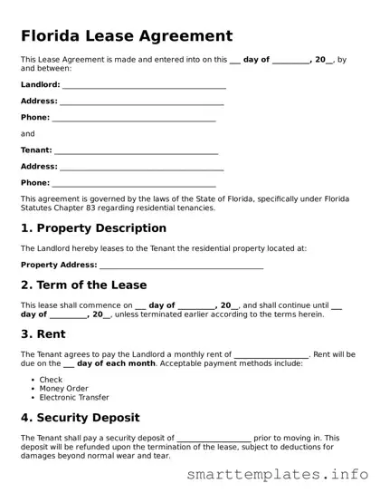 Legal Lease Agreement Template for Florida State
