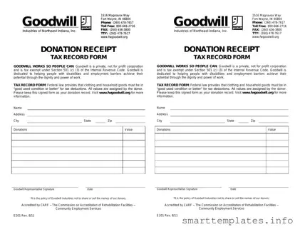 Fill in a Valid Goodwill donation receipt Form
