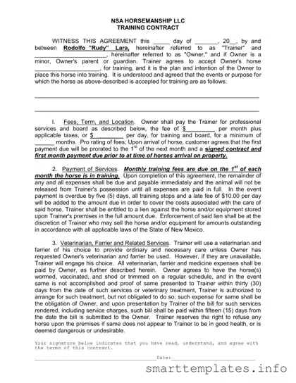Fill in a Valid Horse Training Contract Form