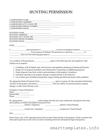 Fill in a Valid Hunter Permission Form