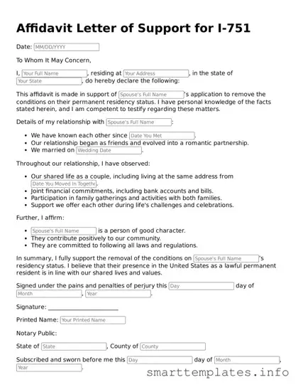 Attorney-Approved Affidavit Letter of Support for I-751 Template
