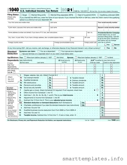 Fill in a Valid IRS 1040 Form