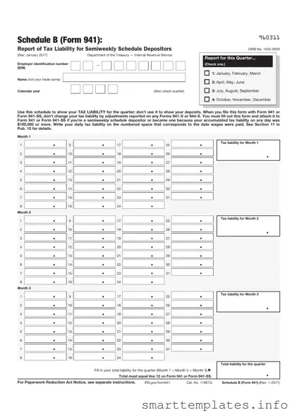 Fill in a Valid IRS Schedule B 941 Form