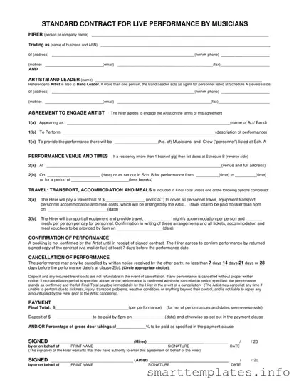 Fill in a Valid Live Performance Contract Form