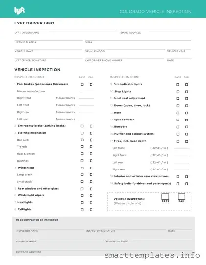 Fill in a Valid Lyft Inspection Form