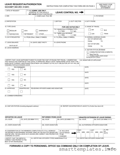 Fill in a Valid Navcompt 3065 Form