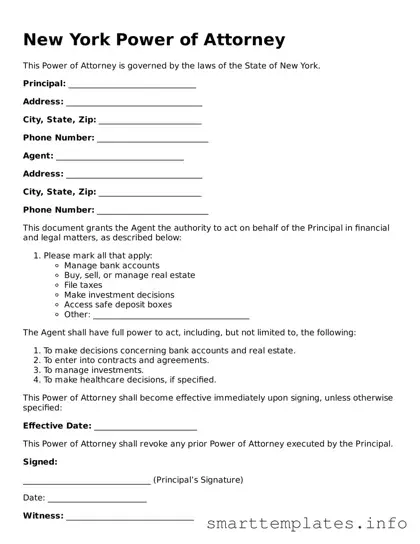 Legal Power of Attorney Template for New York State