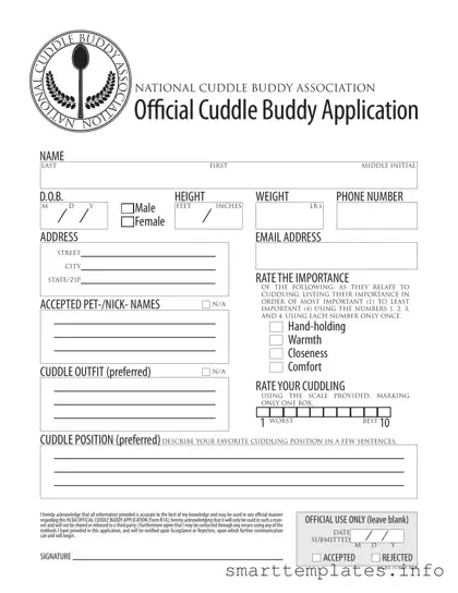 Fill in a Valid Cuddle Buddy Application Form