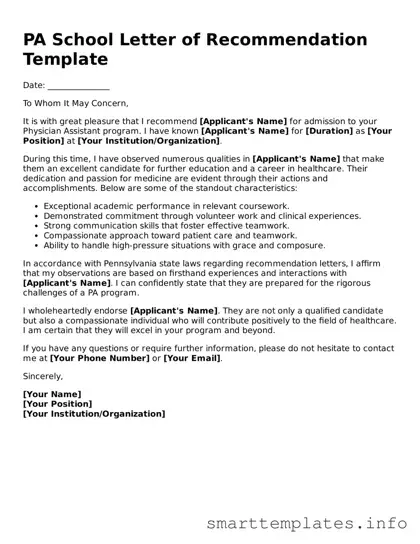Attorney-Approved PA School Letter of Recommendation Template