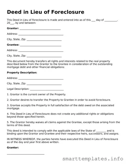 Attorney-Approved Deed in Lieu of Foreclosure Template