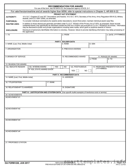 Fill in a Valid Da 638 Form