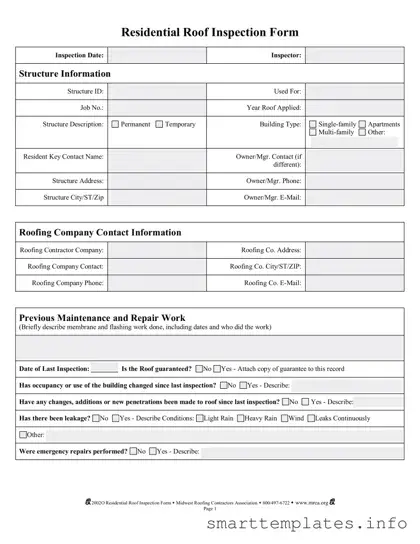 Fill in a Valid Roof Inspection Form