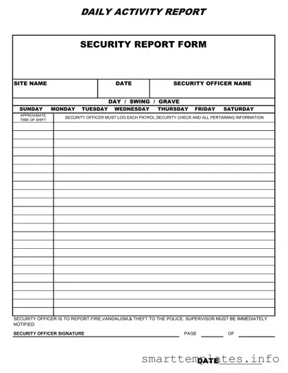 Fill in a Valid Security Guard Daily Report Sample Form