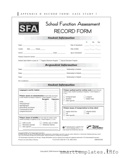 Fill in a Valid School Function Assessment Form
