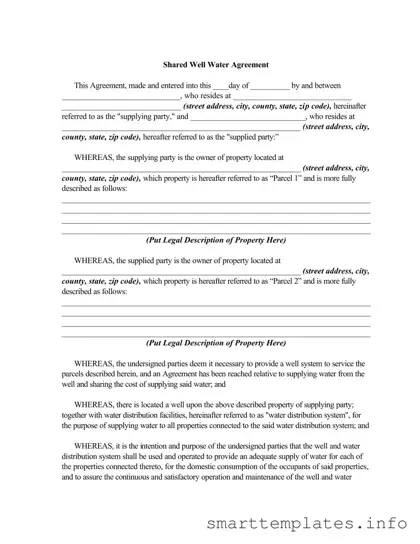 Fill in a Valid Shared Well Agreement Form