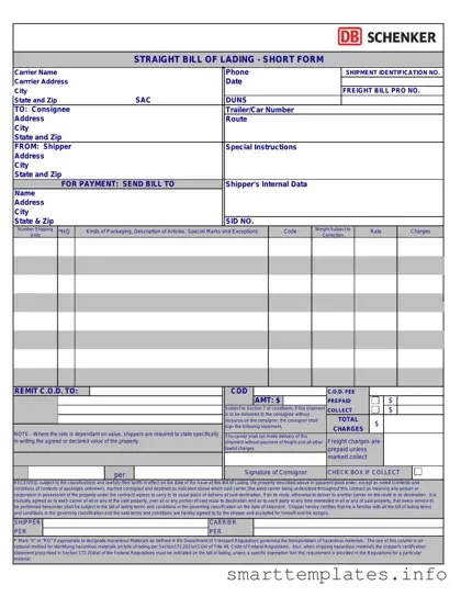 Fill in a Valid Straight Bill Of Lading Form