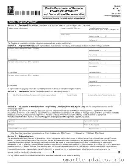 Fill in a Valid Tax POA dr 835 Form