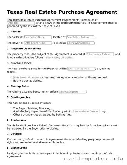 Legal Real Estate Purchase Agreement Template for Texas State
