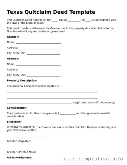 Legal Quitclaim Deed Template for Texas State