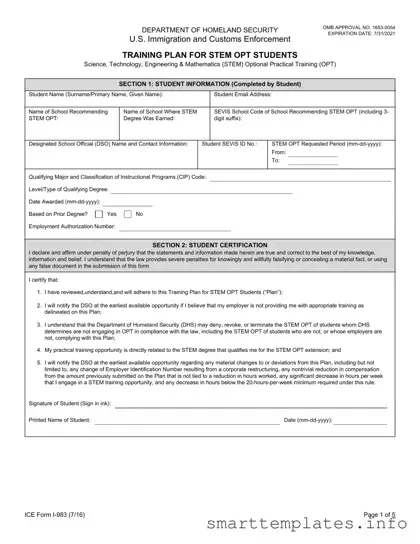 Fill in a Valid ICE I-983 Form