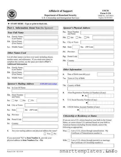 Fill in a Valid USCIS I-134 Form