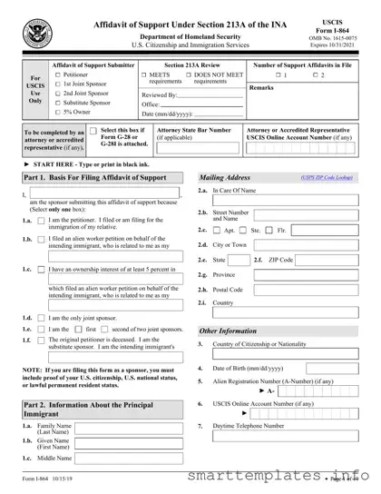 Fill in a Valid USCIS I-864 Form