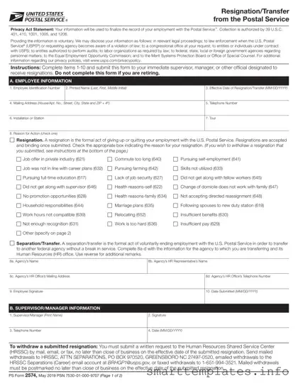 Fill in a Valid Usps Resignation Form