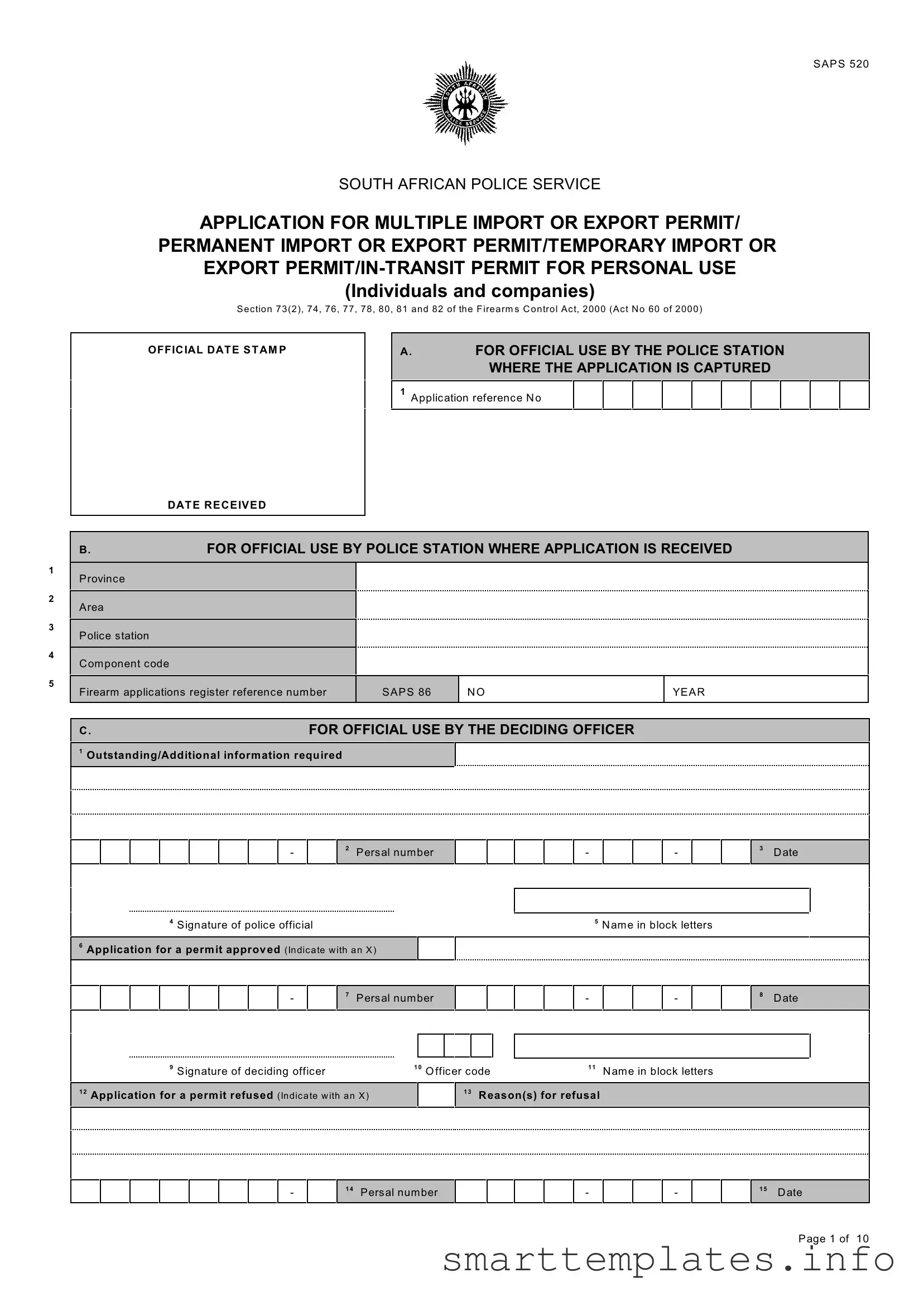 Fill in a Valid Saps 520 Form