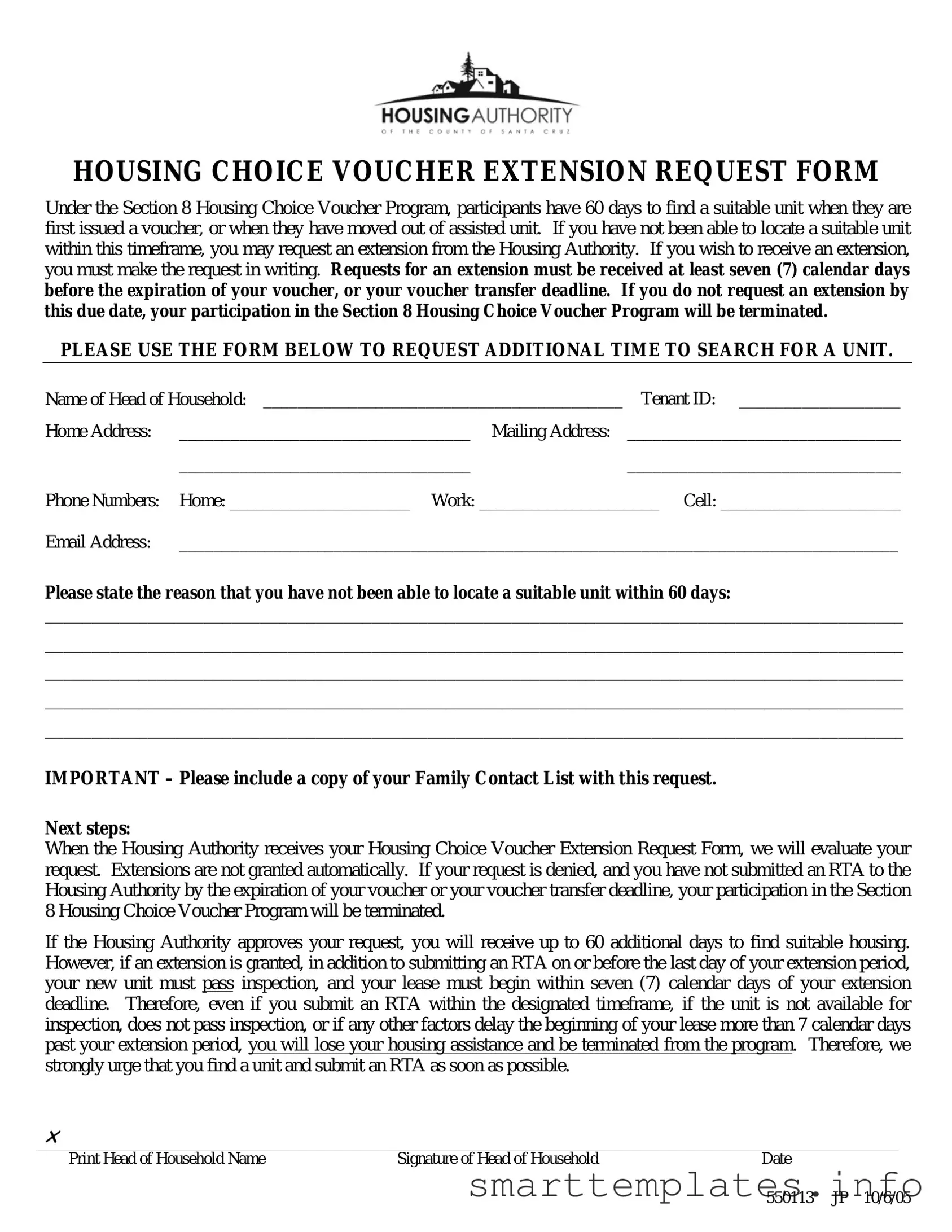 Fill in a Valid Section 8 Voucher Extension Form