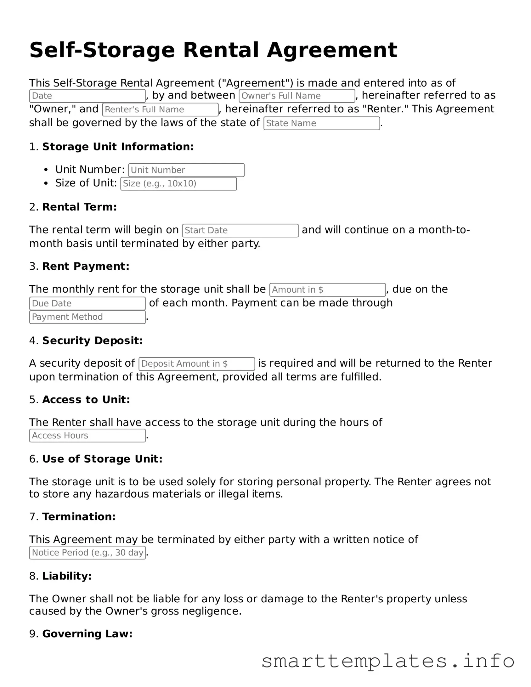 Attorney-Approved Self-Storage Rental Agreement Template