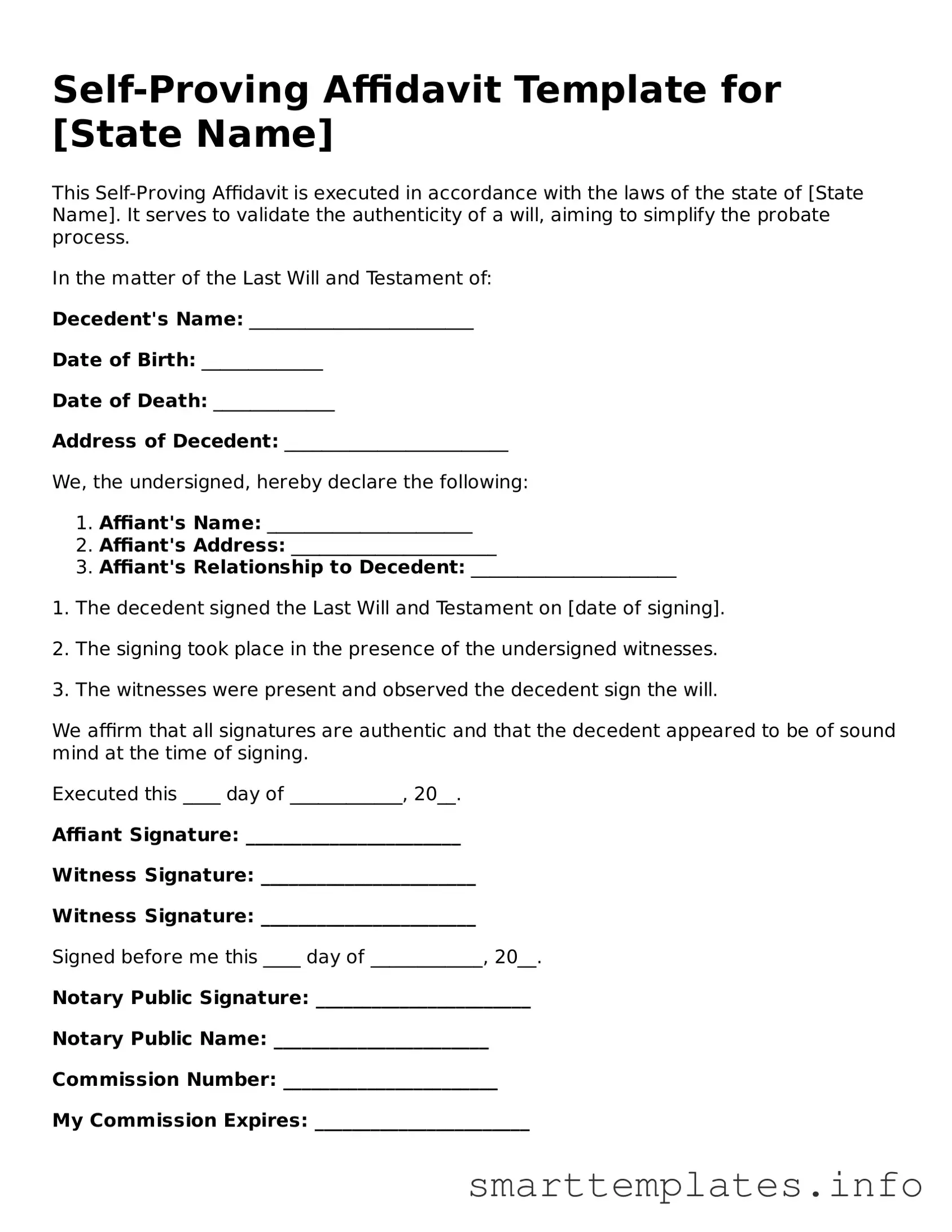 Attorney-Approved Self-Proving Affidavit Template
