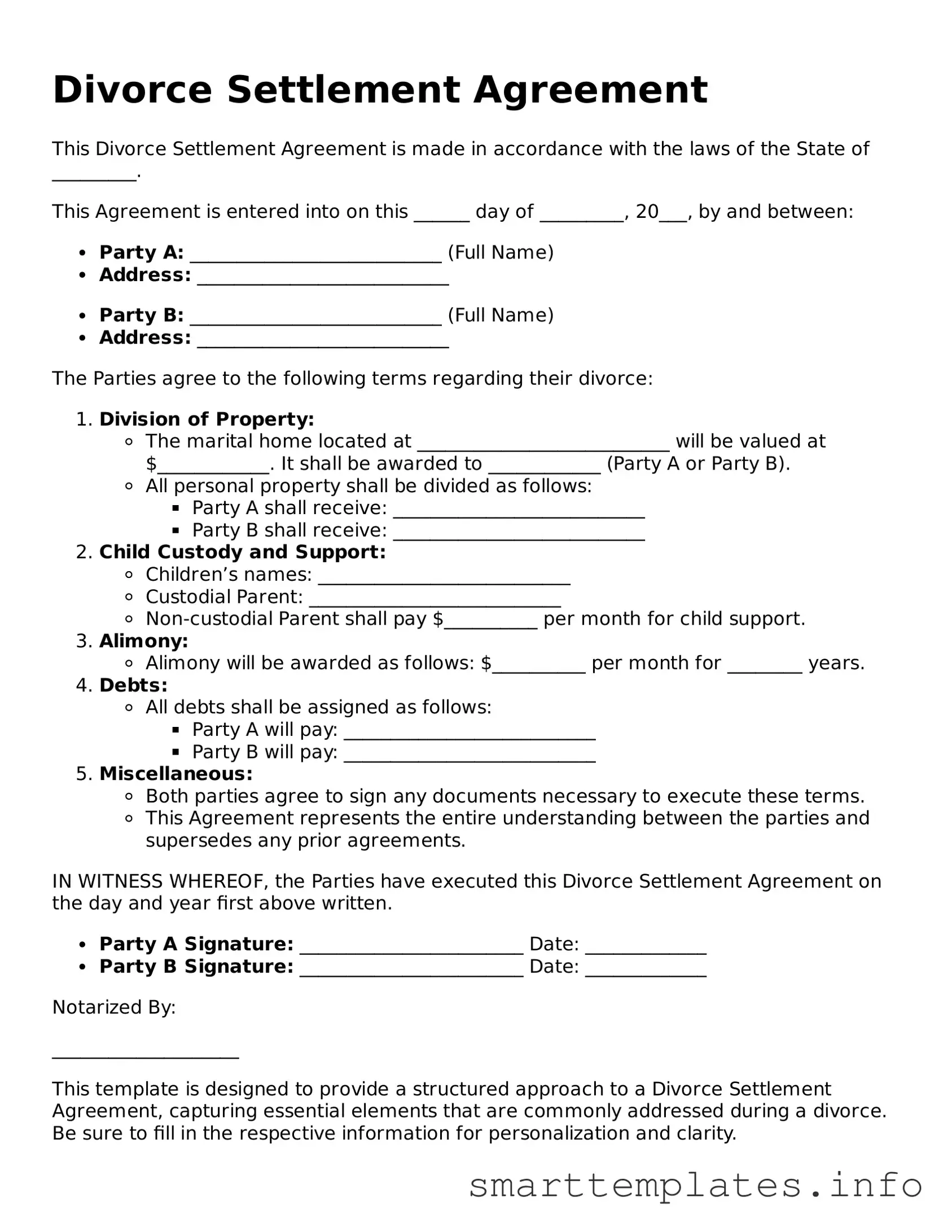 Attorney-Approved Divorce Settlement Agreement Template