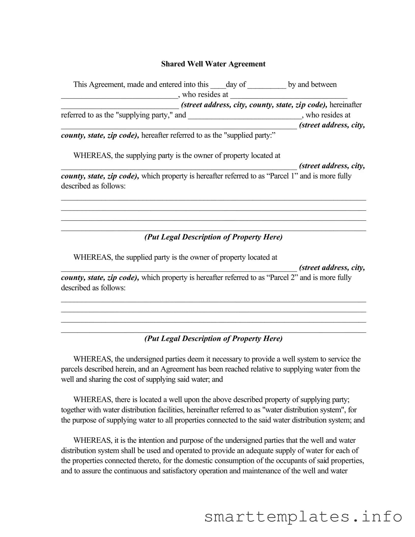 Fill in a Valid Shared Well Agreement Form