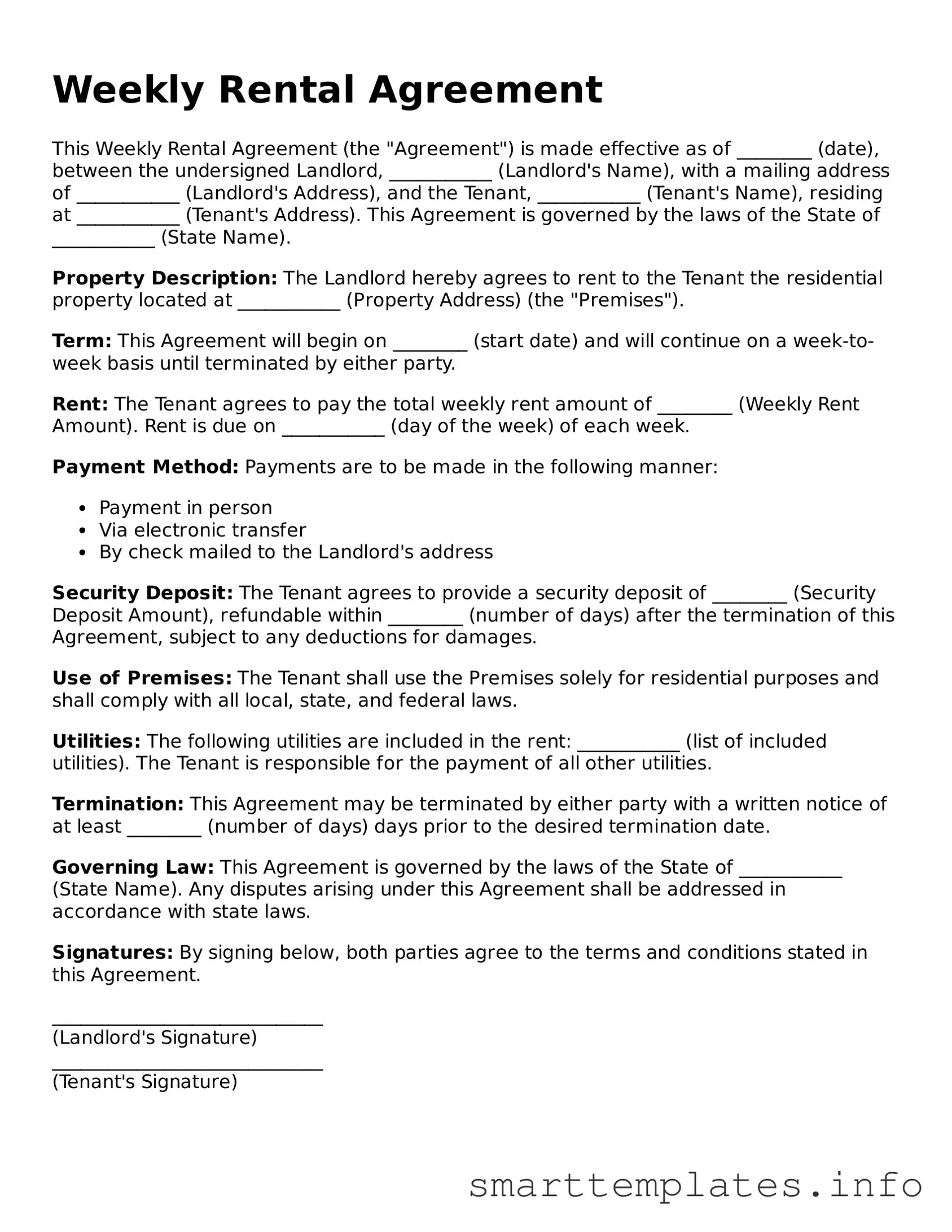 Attorney-Approved Weekly Rental Agreement Template